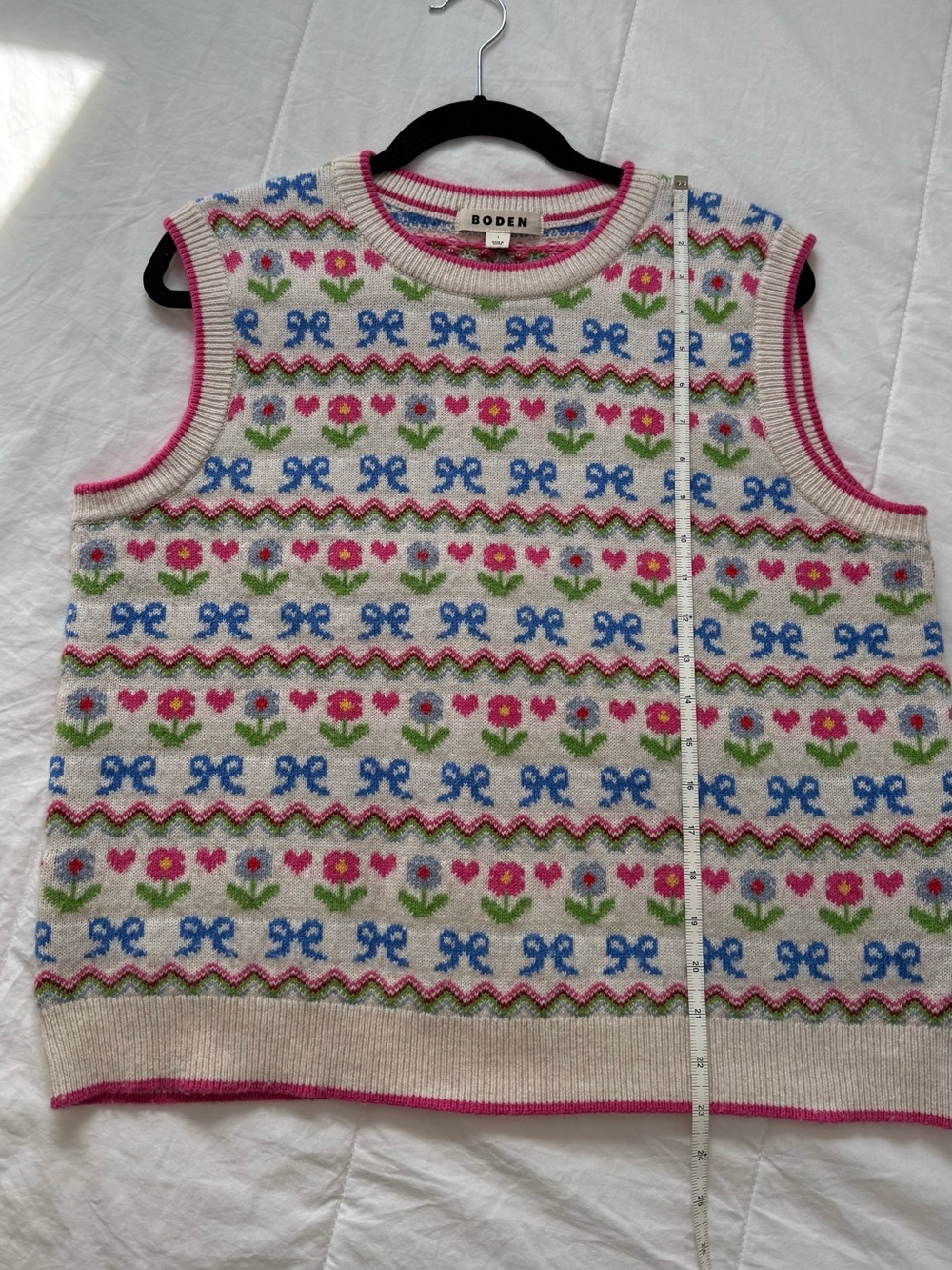 Boden Edie Fair Isle Tank Vest Oatmeal Melange, Flowers - Picture 9 of 9